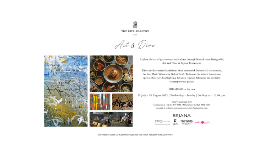 Art and Dine with Bejana Restaurant and Galeri Zen1 at The Ritz-Carlton, Bali