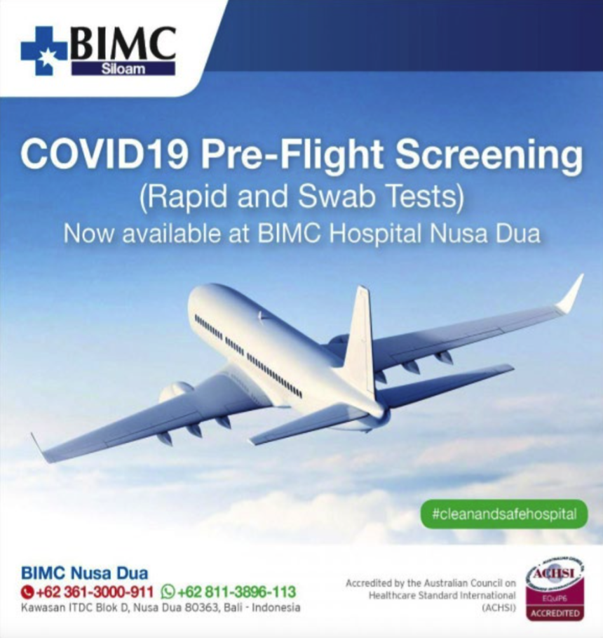 COVID19 Pre-Flight Screening at BIMC Hospital Nusa Dua
